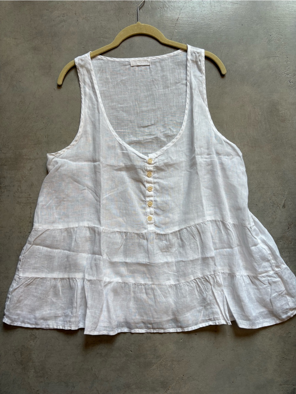 CP Shades Linen Tiered Flounce Tank Top